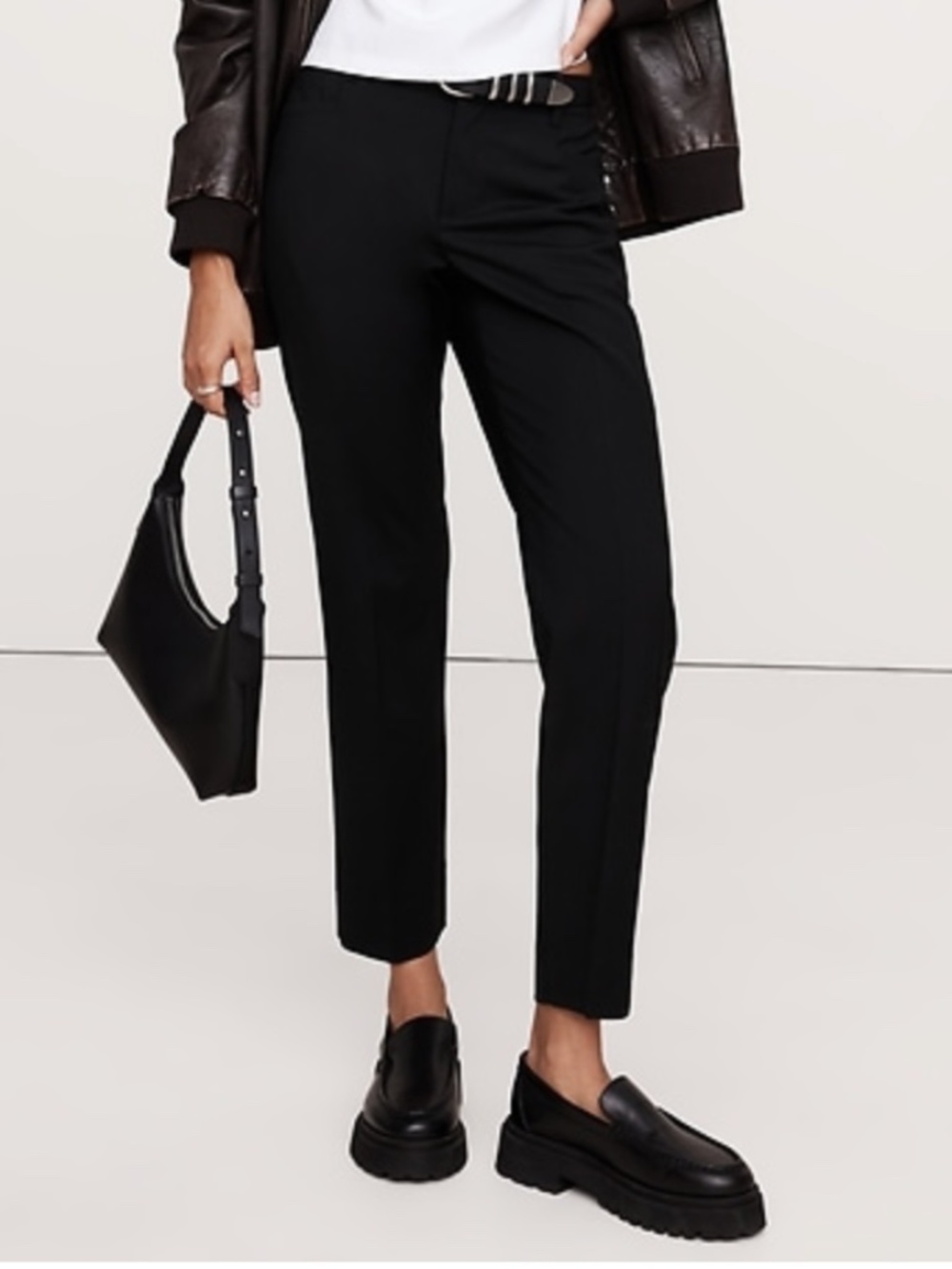 NWT Banana Republic Black Siena Slim Italian Stretch Wool Ankle Pants Size 10